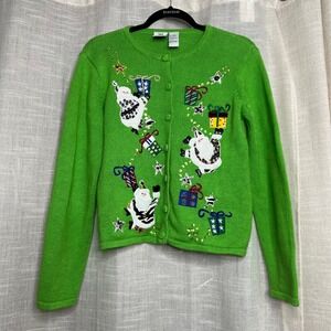 Tiara Girls Christmas Sweater Santa Presents Animal Print Sequins Beads Kid's 16